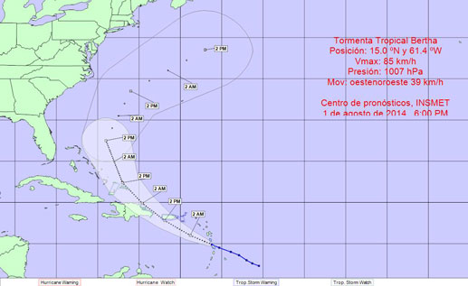Tormenta Tropical Bertha se fortalece